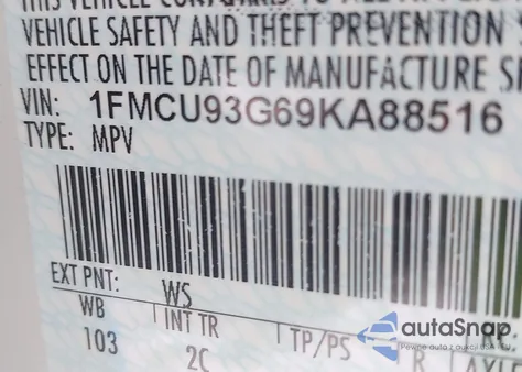 2009 Ford Escape Xlt from USA, damaged, VIN 1FMCU93G69KA88516